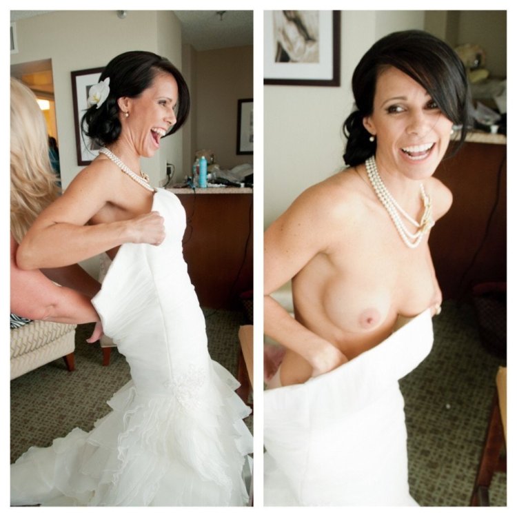 The bride lit up the boobs