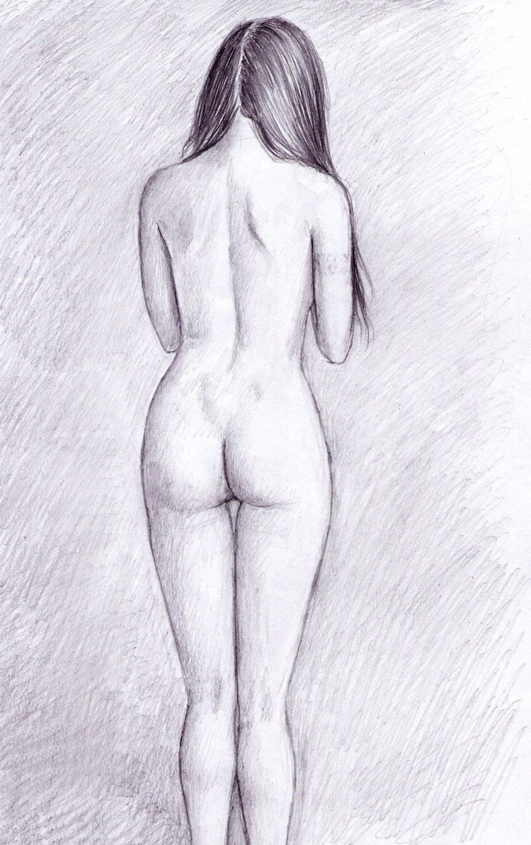 Naked young butt in drawings