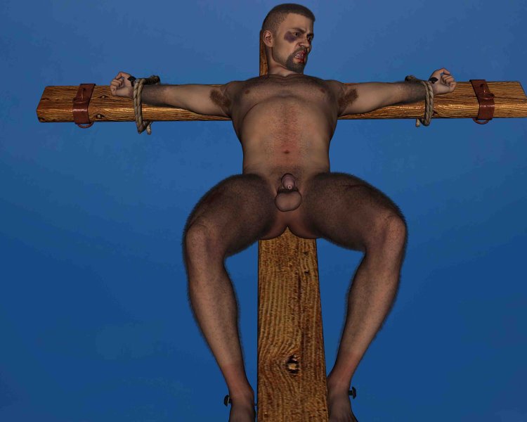 Naked male crucifix