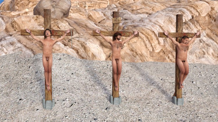 Crucifixion XXX Flies crawl along the naked