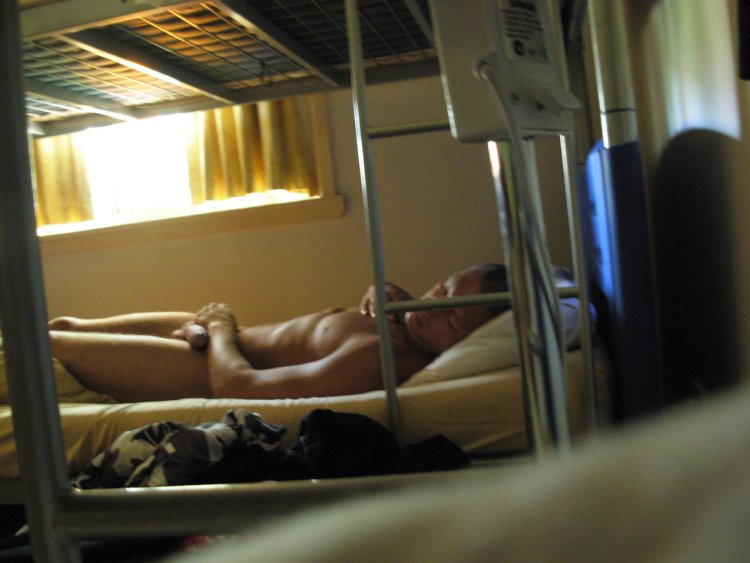 Naked men in hostel