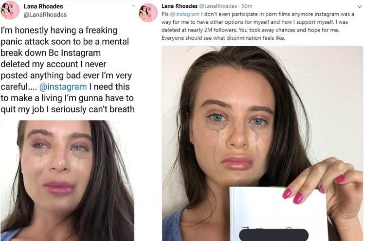 Lana Rhoades with an open mouth