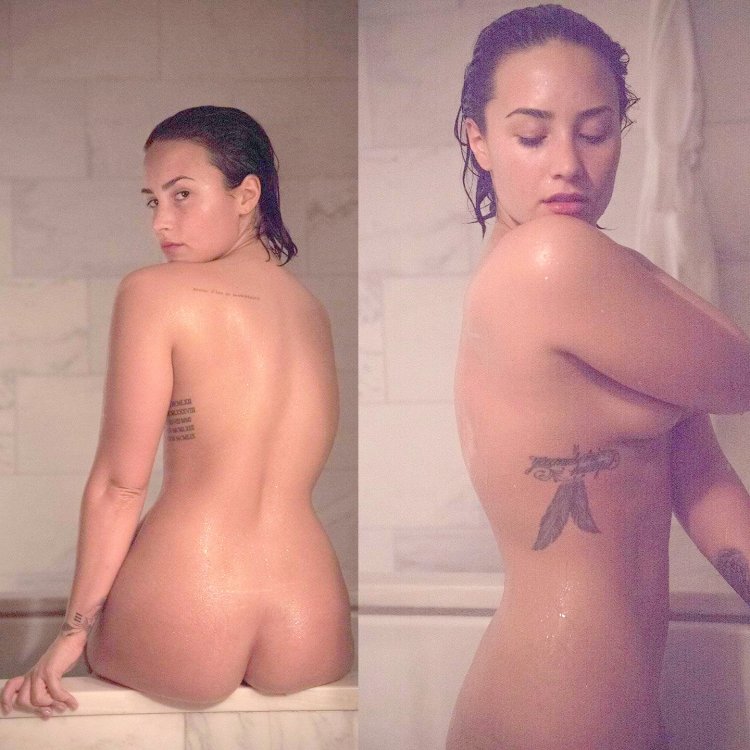 Demi is fishing naked drain