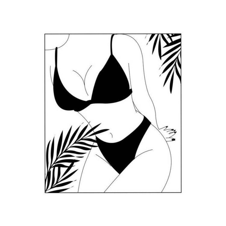 Drawings of girls in bathing