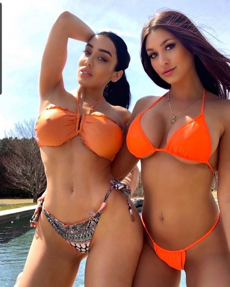 Young girlfriends in a swimsuit