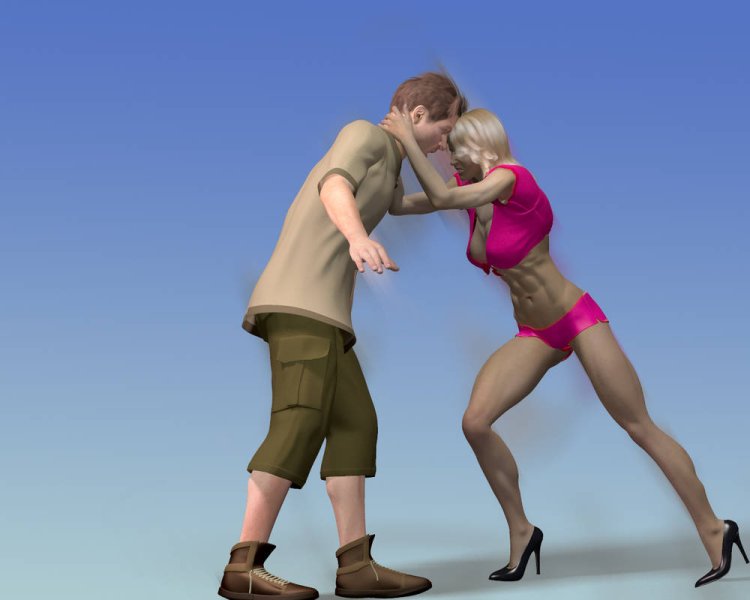 Muscular women Ballbasting