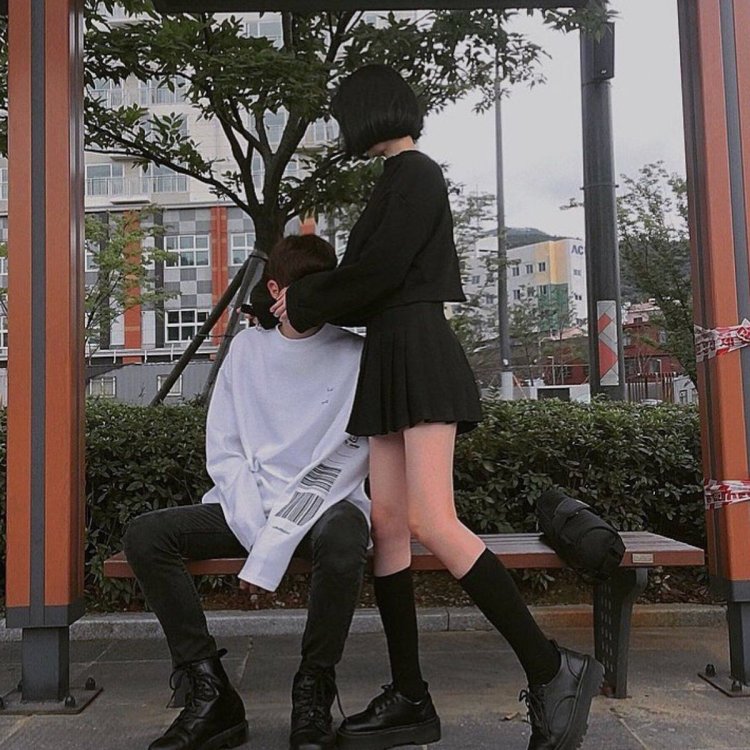 Korean couple with short hair