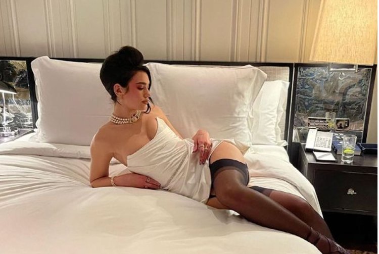 Dua Lipa in stockings