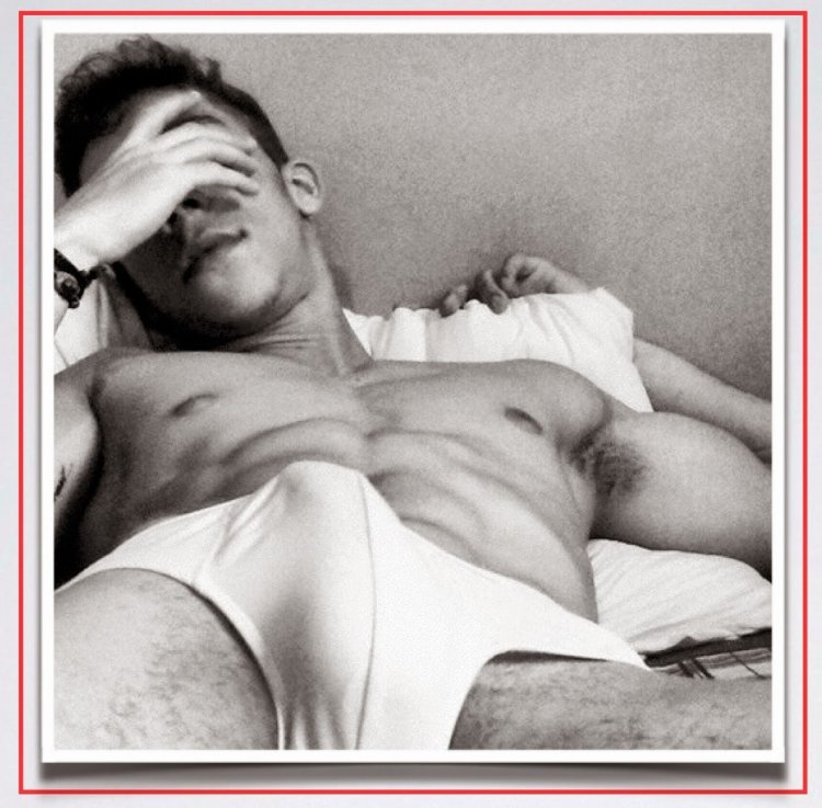 Sleeping men with an erection