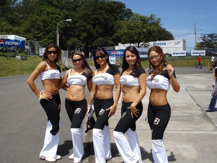 Starting Grid Girls with Flag