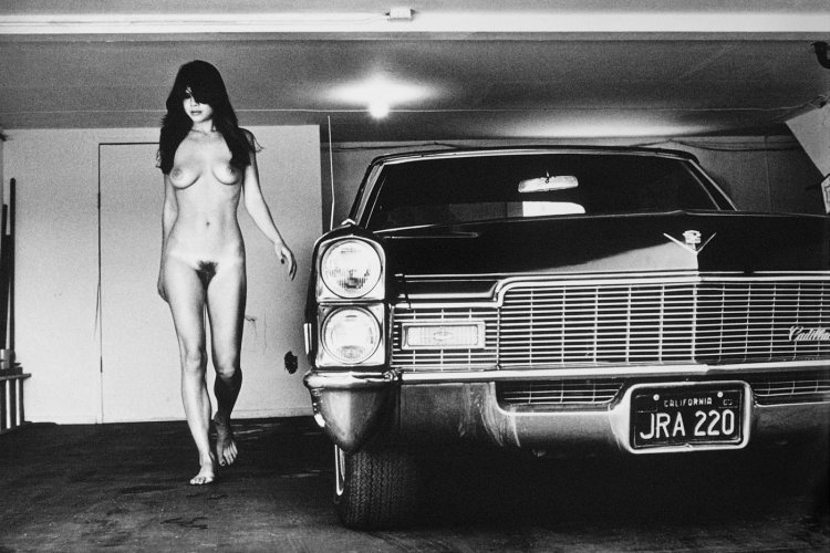 Retro vintage naked on a car