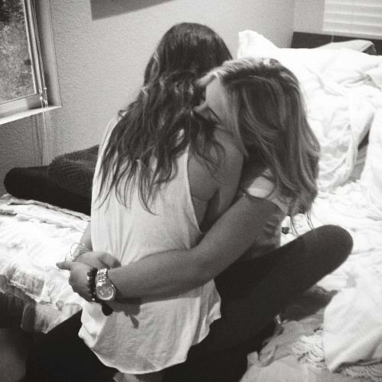 Two girls in an embrace