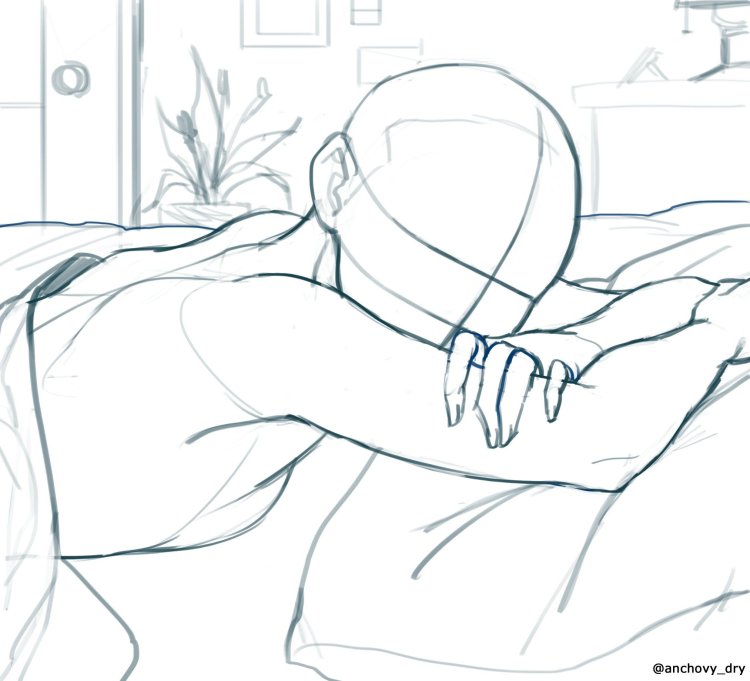 Sleepy pose for drawing