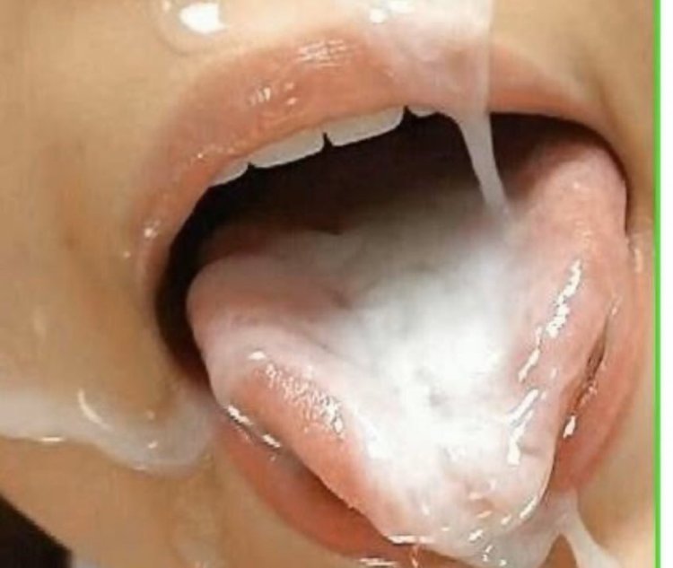 Cumshot on lips close -up