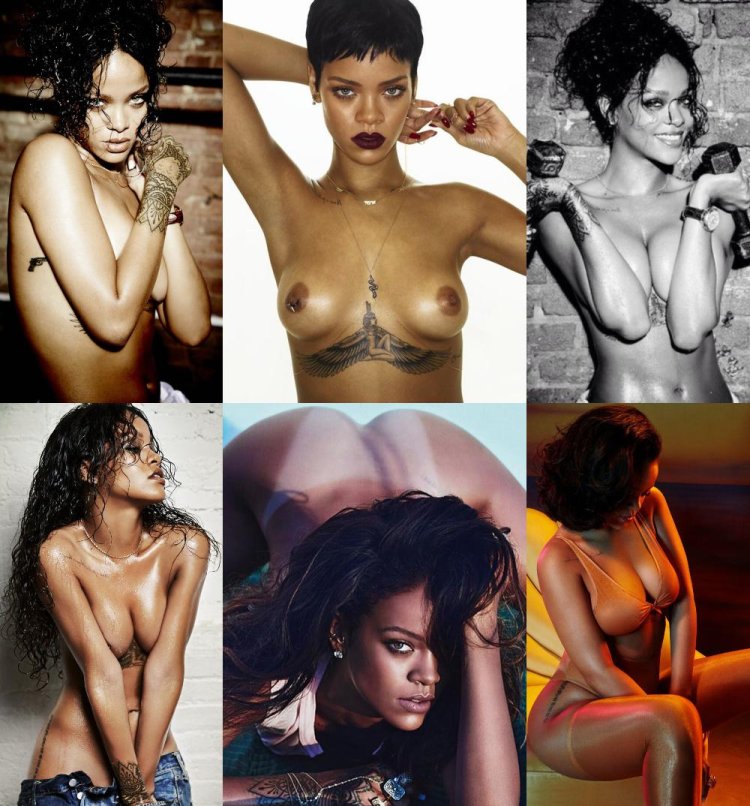Naked American singer Rihanna
