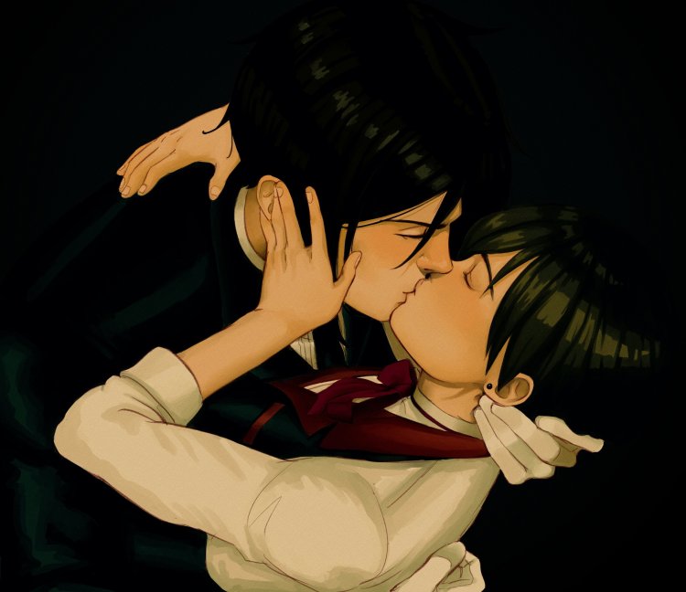 Sebastian Michaelis and Ciel Phantomhew kiss